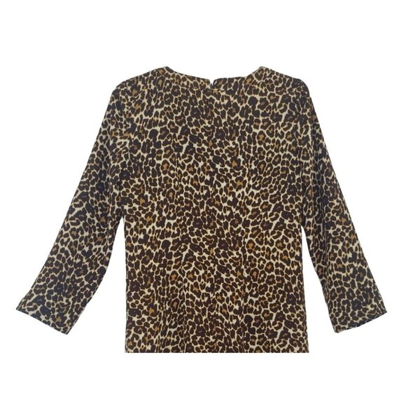J. Crew Leopard Print Shift Dress Size 00 Animal Print 3/4 Sleeve. - Picture 3 of 8